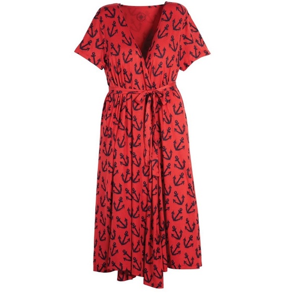 Red Anchor Wrap Dress & Belt - Picture 2 of 2